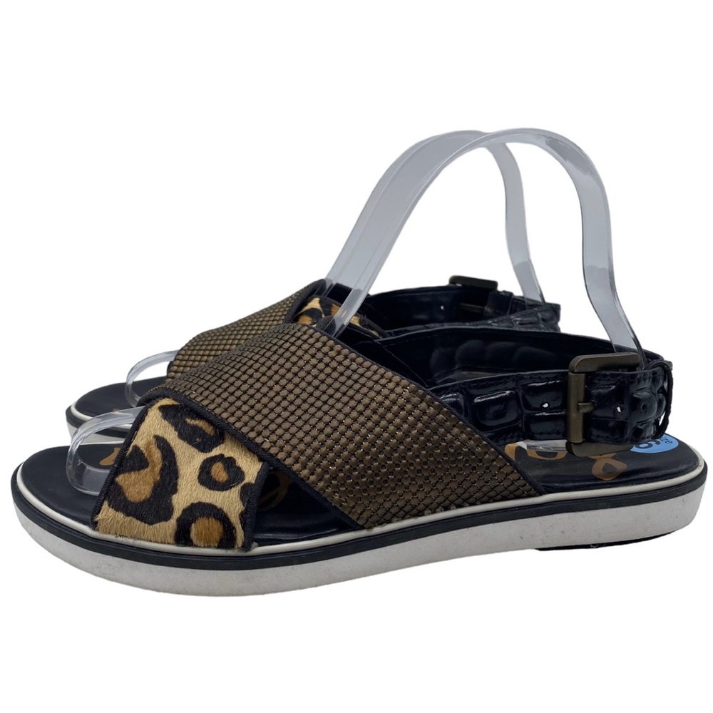 Sam Edelman Sandals Jolan Leopard Calf Hair Leather Crisscross Flat Casual Sz 6 - Picture 13 of 13